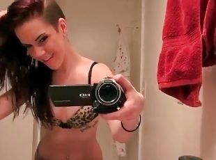 Self shooting teen girl in skimpy lingerie