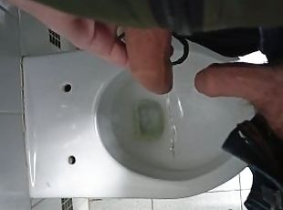 Extreme , public toilet , pissed on a femboy dick! Drink urine from big uncircumcised dicks ! Two fe