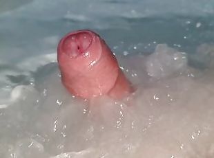Uncut cock splashing around in the bath tub (Slow-motion)