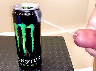 Small Penis Shooting a Load On An Empty Monster s Can - Hard Cumshot