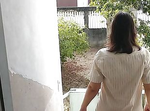 Wife&#039;s cuckold walking without panties outdoor