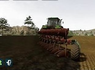 John Deer 4755 plowing in FS23mobile