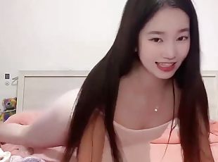 cute asian teen girl playing alone