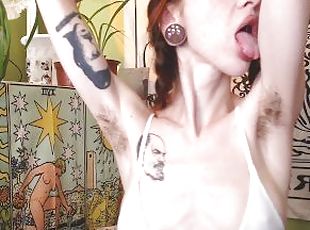 Shy altgirl licks hairy armpits ? soft tease