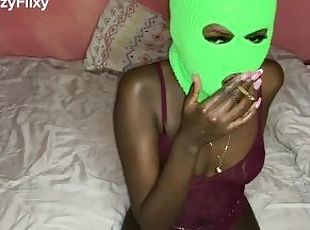 Masked petite babe, sexy lingerie, weed smoking, and backshots