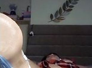 Blowjob, Titwank and a Creamy orgasm in fishnets and white heels