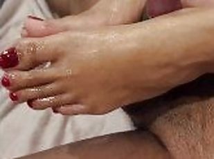 Quick Sensual FootJob for my Step Brother