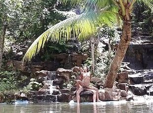 Couole Real Sex in a waterfall in Thailand