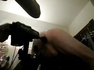 Biggest Black Dildo on My Fuck Machine Wrecks His Asshole Then I smother his face with my ASS