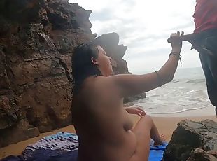 HOT couple having sex on a public beach