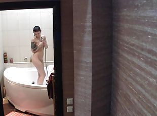 Solo teen showering in naughty fetish scene